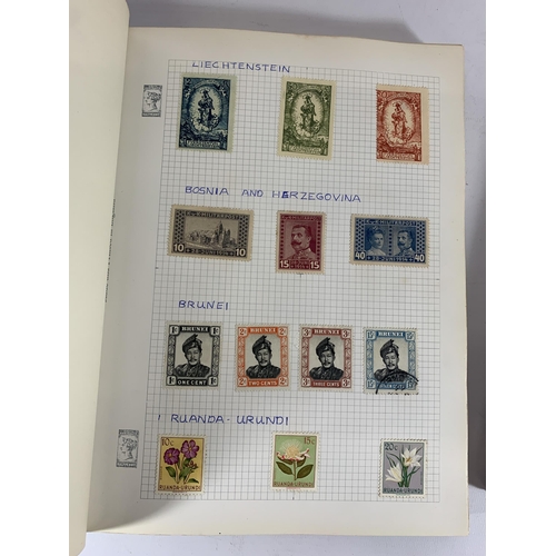 434 - THREE ALBUMS TO INCLUDE A STAMP ALBUM FOR BRITISH AND FOREIGN STAMPS INCLUDING GERMANY, INDIA, NORWA... 