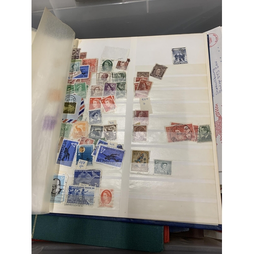 435A - A BOX OF STAMP ALBUMS (SOME EMPTY) CONTAINING STAMPS FROM AROUND THE WORLD TOGETHER WITH FIRST DAY C... 