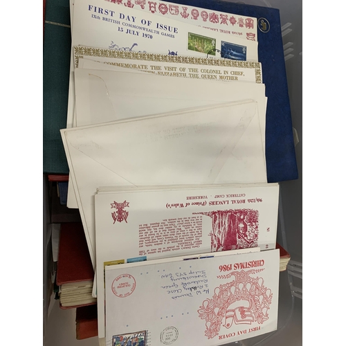 435A - A BOX OF STAMP ALBUMS (SOME EMPTY) CONTAINING STAMPS FROM AROUND THE WORLD TOGETHER WITH FIRST DAY C... 