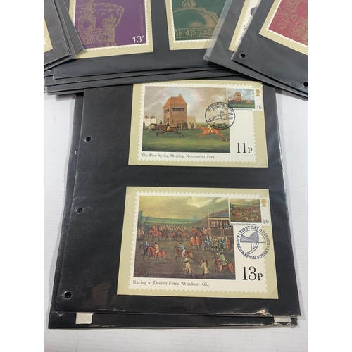 438 - A QUANTITY OF STAMP POSTCARDS TO INCLUDE WINNIE THE POOH, ALICE'S ADVENTURE IN WONDERLAND, 25TH ANNI... 