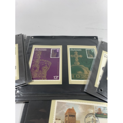 438 - A QUANTITY OF STAMP POSTCARDS TO INCLUDE WINNIE THE POOH, ALICE'S ADVENTURE IN WONDERLAND, 25TH ANNI... 