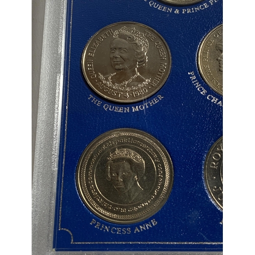 459 - A FIVE COIN SET OF THE ROYAL FAMILY CROWNS