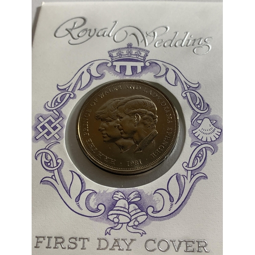 476 - A ROYAL WEDDING PRINCE OF WALES AND DIANA SPENCER POST OFFICE FIRST COVER WITH COIN TOGETHER WITH A ... 