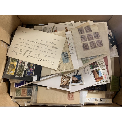 490 - A BOX CONTAINING STAMPS AND FIRST DAY COVERS TOGETHER WITH TWO STAMP ALBUMS TO INCLUDE BRITISH PAINT... 