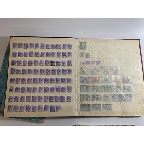 491 - A QUANTITY OF OLD STAMP ALBUMS AS EARLY AS 1948 TO INCLUDE AN OLD NATIONS STAMP ALBUM, THE GLOBE MAS... 