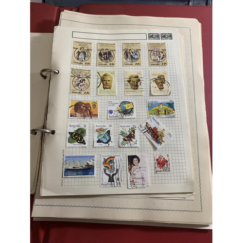 493 - THREE ALBUMS OF STAMPS ENTITLED GERMANY, AUSTRALIA AND A MIXED ALBUM TO INCLUDE FRANCE, ISRAEL, NEW ... 