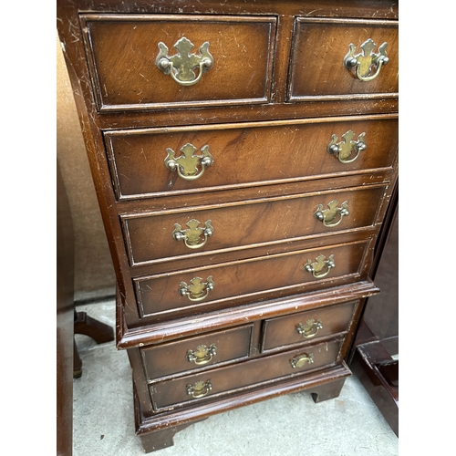 2863 - A MINIATURE MAHOGANY CHEST ON CHEST, 17