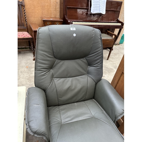 2875 - A MODERN FAUX LEATHER SWIVEL RECLINER COMPLETE WITH STOOL