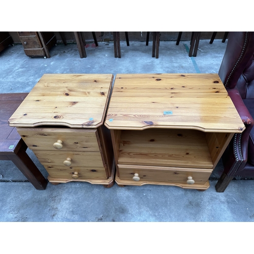 2879 - A PINE BEDSIDE CHEST OF DRAWERS AND A PINE BEDSIDE CABINET