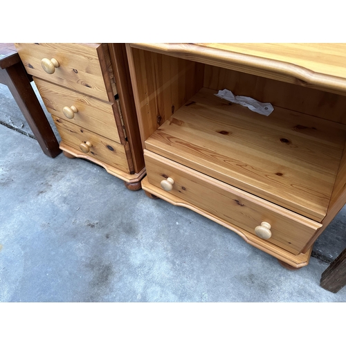 2879 - A PINE BEDSIDE CHEST OF DRAWERS AND A PINE BEDSIDE CABINET