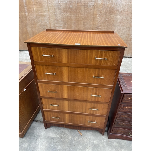 2886 - A RETRO TEAK CHEST OF FIVE DRAWERS, 31