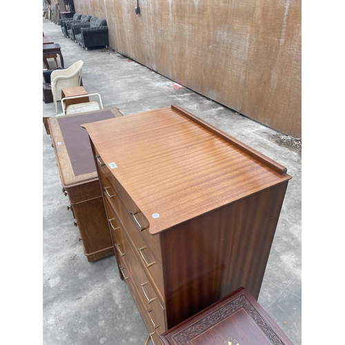 2886 - A RETRO TEAK CHEST OF FIVE DRAWERS, 31