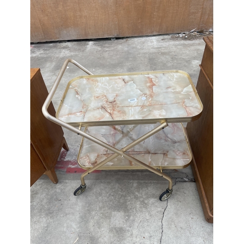 2888 - A 1970S METALWARE TWO TIER FOLDING TEA TROLLEY