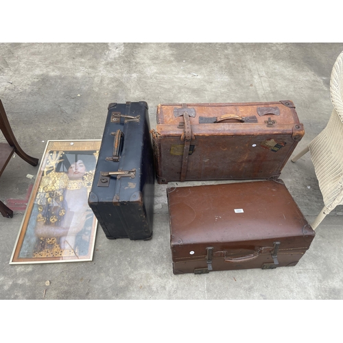 2892 - A KELVIN SUITCASE, LEATHER SUITCASE AND OTHER CASE AND PRINT