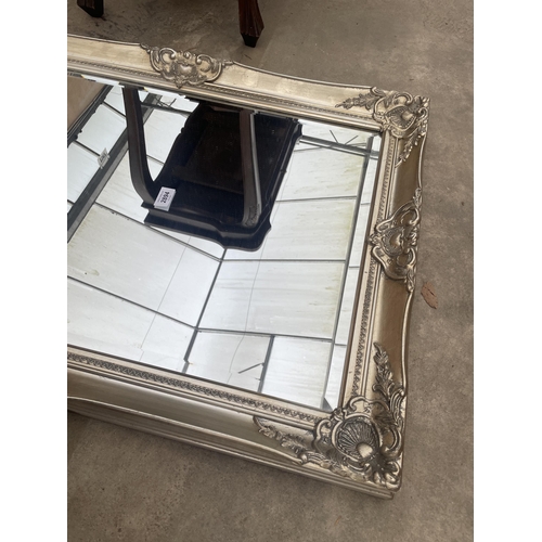 2894 - A SILVER GILT BEVEL EDGE WALL MIRROR, 35 X 25