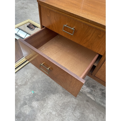 2895 - A RETRO TEAK SIDEBOARD WITH SIX DRAWERS ON OPEN BASE, 58