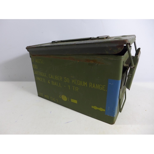 324 - A GREEN PAINTED AMMUNITION BOX