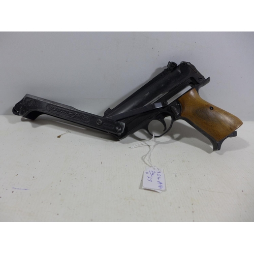 343 - A RECORD .177 CALIBRE AIR PISTOL, 16CM BARREL, LENGTH 18.5CM