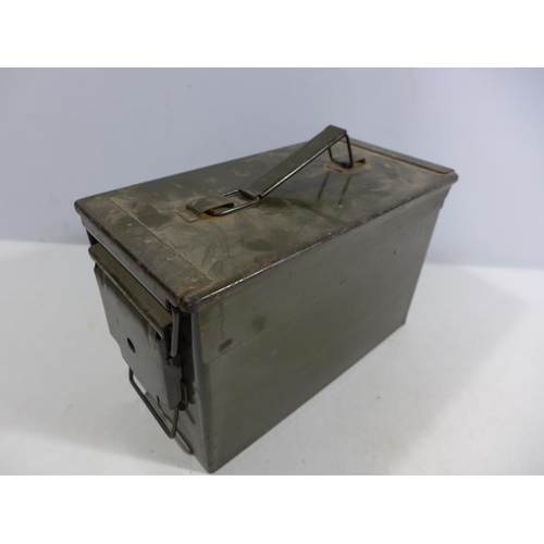 354 - A GREEN PAINTED AMMUNITION BOX