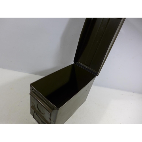 354 - A GREEN PAINTED AMMUNITION BOX