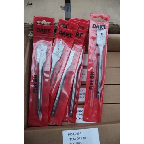 13 - 9 BOXES OF ASSORTED DART FLAT DRILL BITS  NO VAT