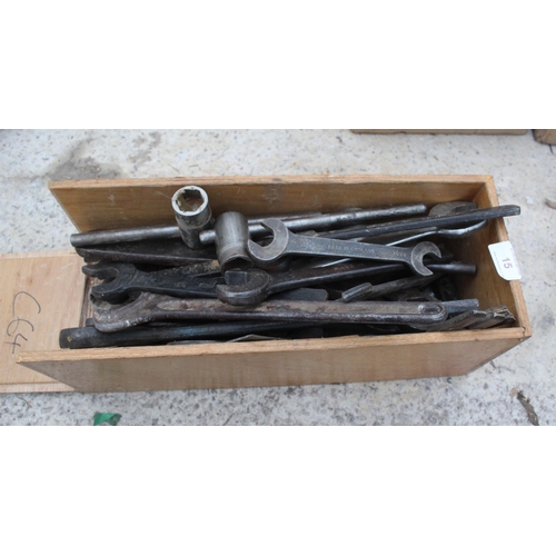 15 - BOX OF SPANNERS  NO VAT