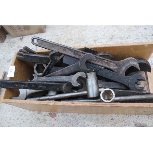 15 - BOX OF SPANNERS  NO VAT