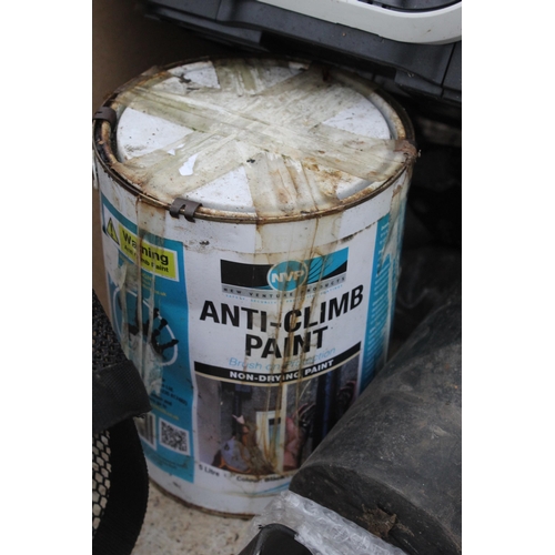 383 - 1 GALLON OF ANTI CLIMB PAINT AND 2 HEADS  NO VAT