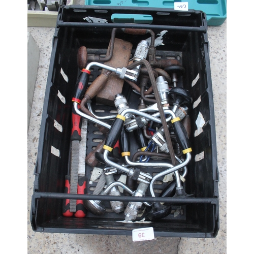 39 - BOX OF HAND DRILLS/BRACES  NO VAT