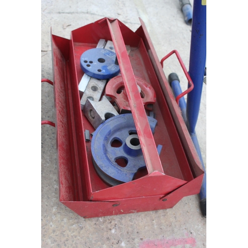 46 - RECORD PIPE BENDER AND BOX OF FORMS  NO VAT