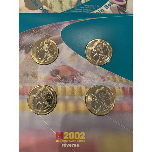 306A - THE OFFICIAL SOUVENIR COIN SET , 2002 COMMONWEALTH GAMES , MANCHESTER . THE PACK CONTAINS THE APPROP... 