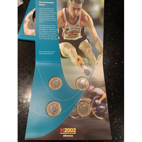 306A - THE OFFICIAL SOUVENIR COIN SET , 2002 COMMONWEALTH GAMES , MANCHESTER . THE PACK CONTAINS THE APPROP... 