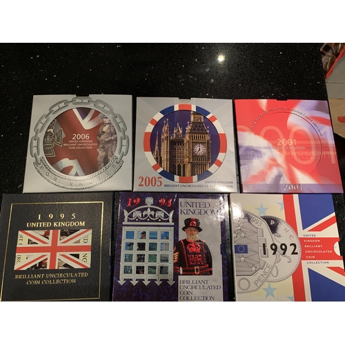 308A - A UK SELECTION OF COIN YEAR PACKS BEING : 1983 , 1986 , 1987 , 1989 , 1990 , 1991 , 1992 , 1994 , 19... 