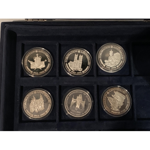 309A - A GROUP OF 6 1953-1993 CORONATION ANNIVERSARY CROWNS . 5 ARE FROM TURKS & CAICOS AND 1 FROM THE SOLO... 