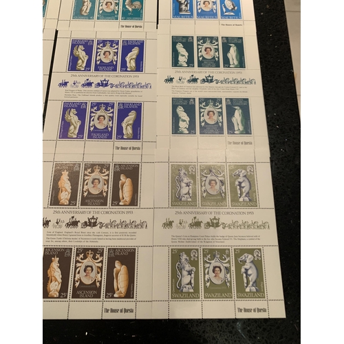 327A - A SELECTION OF 13 “25TH ANNIV. OF CORONATION” SHEETLETS , ALL SUPERB UNMOUNTED MINT