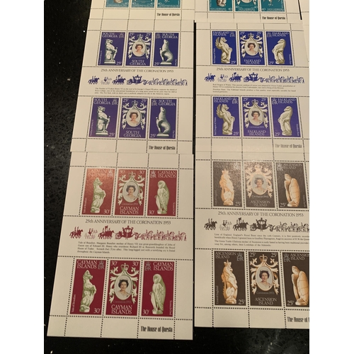 327A - A SELECTION OF 13 “25TH ANNIV. OF CORONATION” SHEETLETS , ALL SUPERB UNMOUNTED MINT