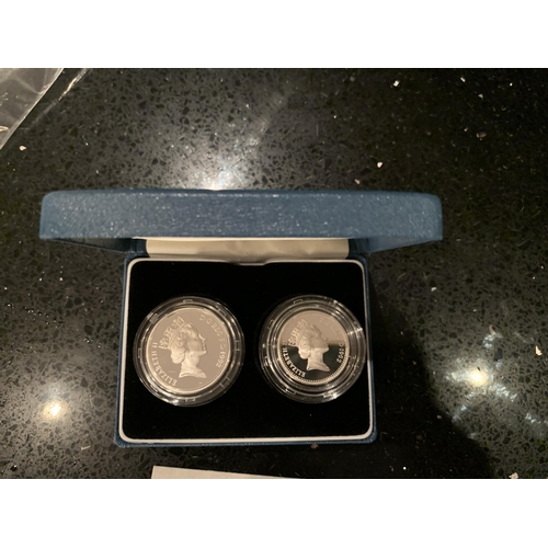 400A - UK 1992, SILVER PROOF “TEN PENCE TWO COIN SET” . BOXED WITH COA