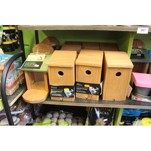 267 - BIRD BOXES, FEEDERS AND STAND  + VAT