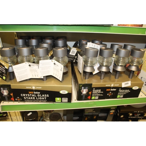 289 - SHELF OF SOLAR LIGHTS  + VAT