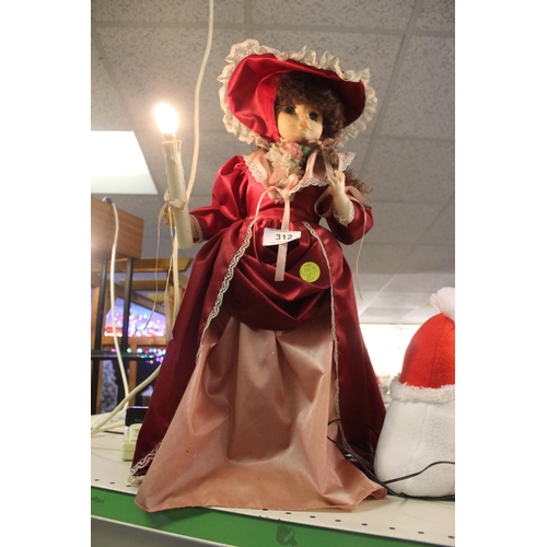 312 - 1 DOLL WITH CANDLE LAMP  + VAT