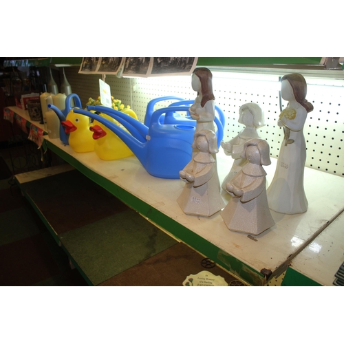 357 - CANDLES, WATERING CANS, DUCK AND FIGURES  + VAT