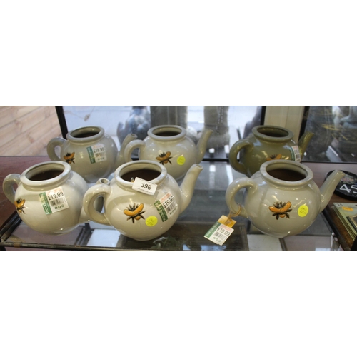 396 - 6 TEA POT PLANTERS + VAT