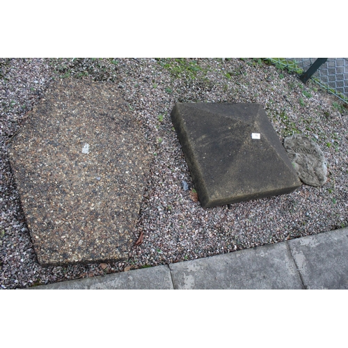 75 - CONCRETE STEPPING STONE, GATE TOP AND PLAQUE  + VAT