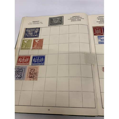 442A - TWO STAMP ALBUMS CONTAINING STAMPS FROM AROUND THE WORLD TOGETHER WITH A QUANTITY OF LOOSE STAMPS AN... 