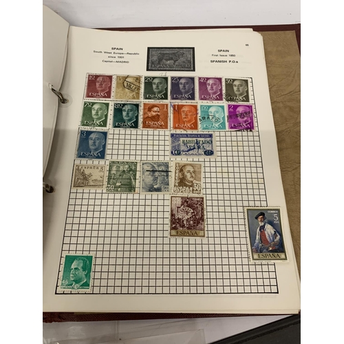 442A - TWO STAMP ALBUMS CONTAINING STAMPS FROM AROUND THE WORLD TOGETHER WITH A QUANTITY OF LOOSE STAMPS AN... 