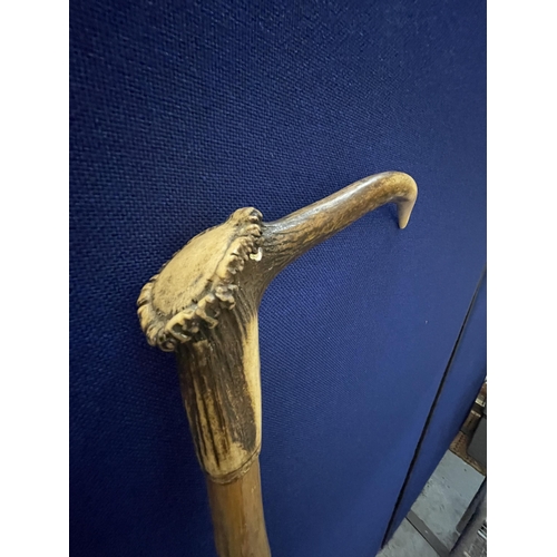 4 - A BONE HANDLE TALL HIKING STAFF WITH BIRD EFFECT HEAD