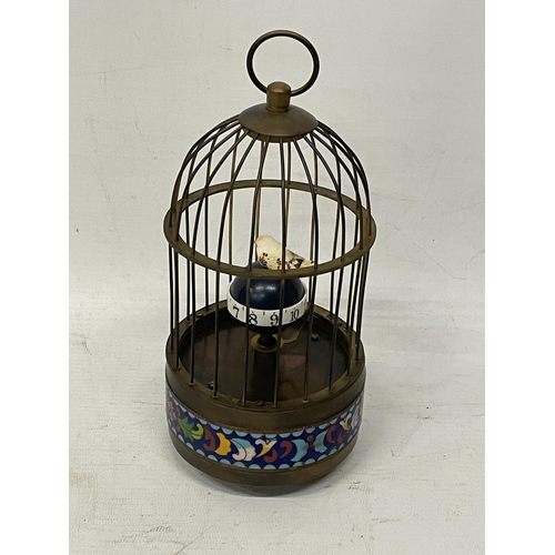 122A - A MECHANICAL BRASS BIRD CAGE CLOCK