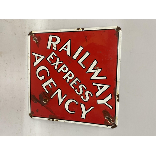 128A - AN ENAMEL RAILWAY EXPRESS AGENCY SIGN