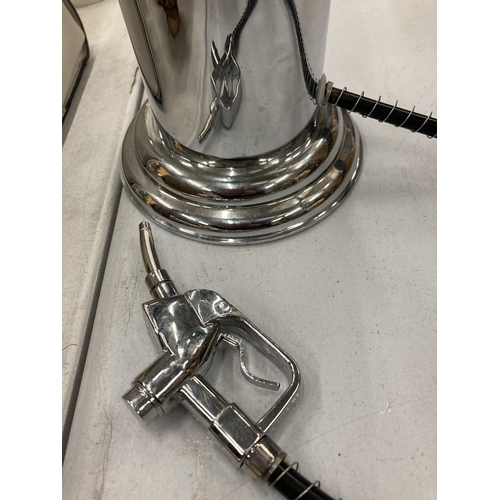 163 - A CHROME PETRO PUMP DRINKS DISPENSER, HEIGHT 48CM