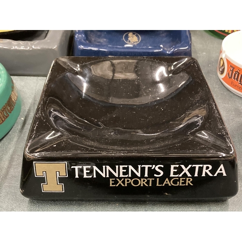 252 - A TENNENT'S CERAMIC AND A S. A. BRAINS MELAMIME ASHTRAYS